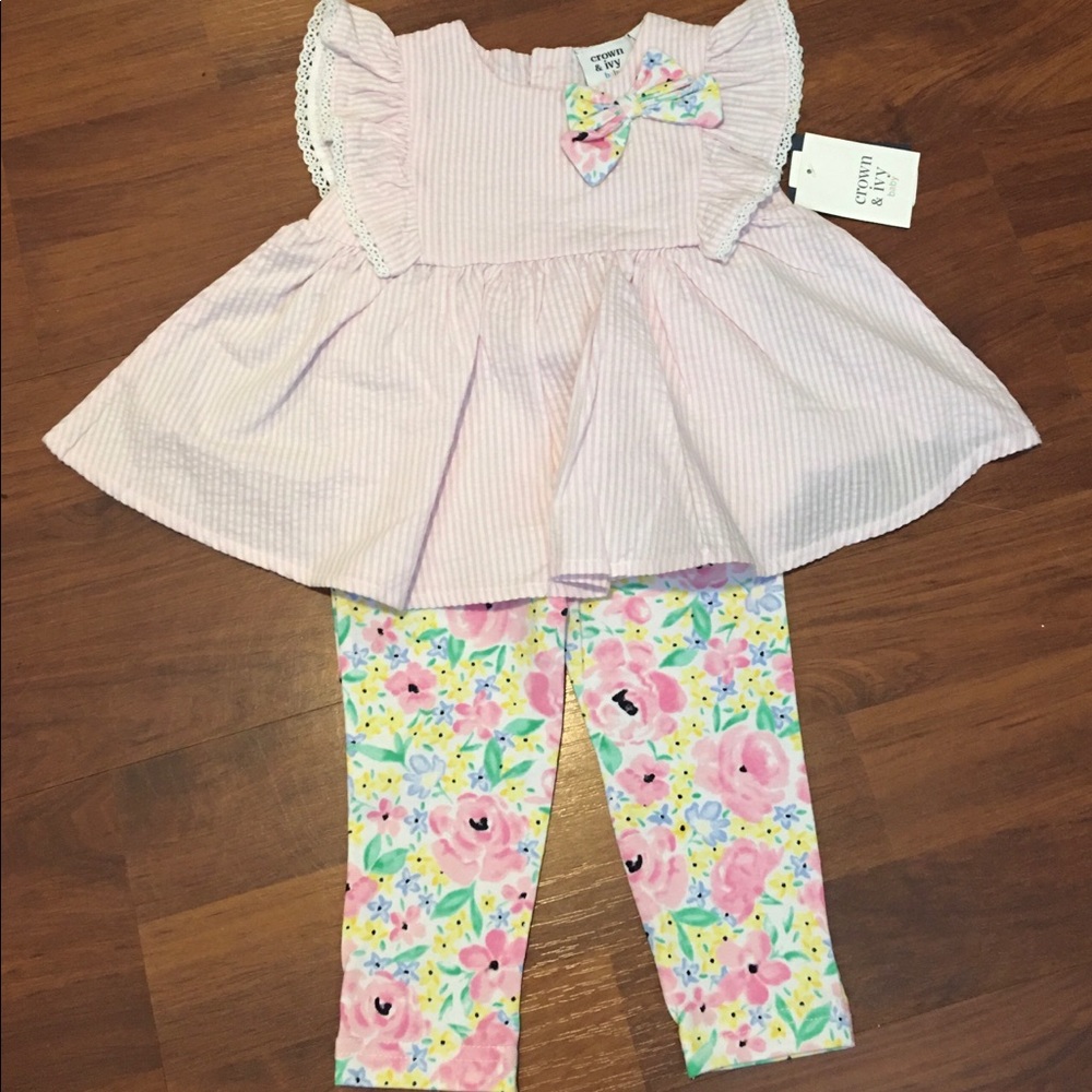 Crown & Ivy Baby Girl 3 Piece Pink Set